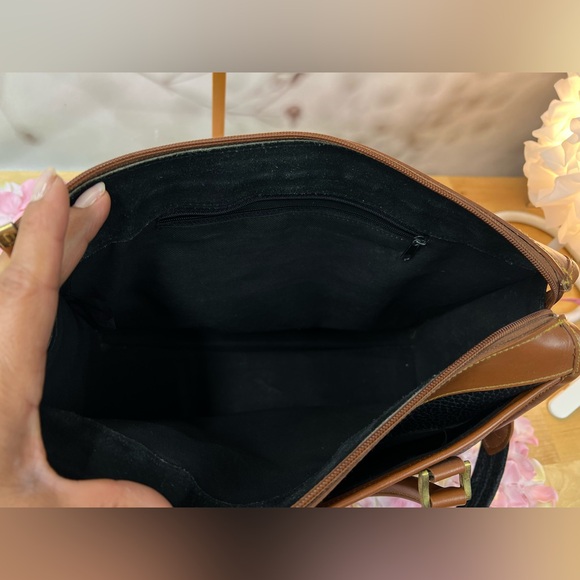 Dooney & Bourke Black Peppled Tan Leather Satchel Hand Bag - Picture 12 of 13